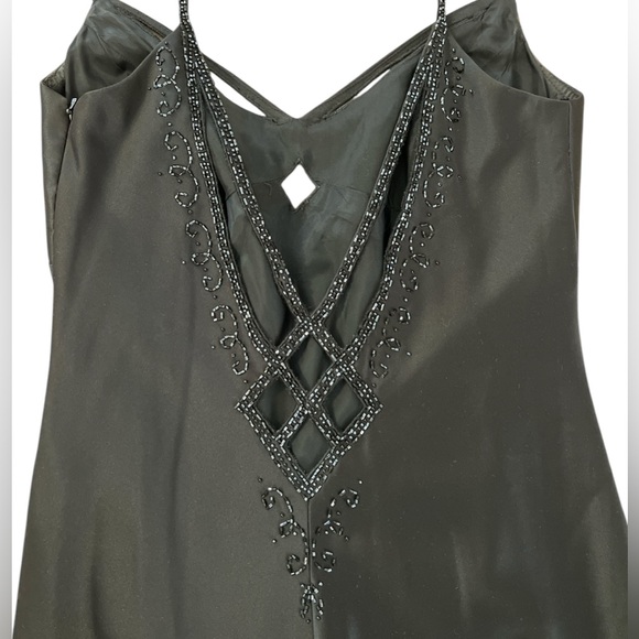 LN Dave & Johnny Laura Ryner Slip beaded gown dress black Christmas 10 11 12 - Picture 11 of 11